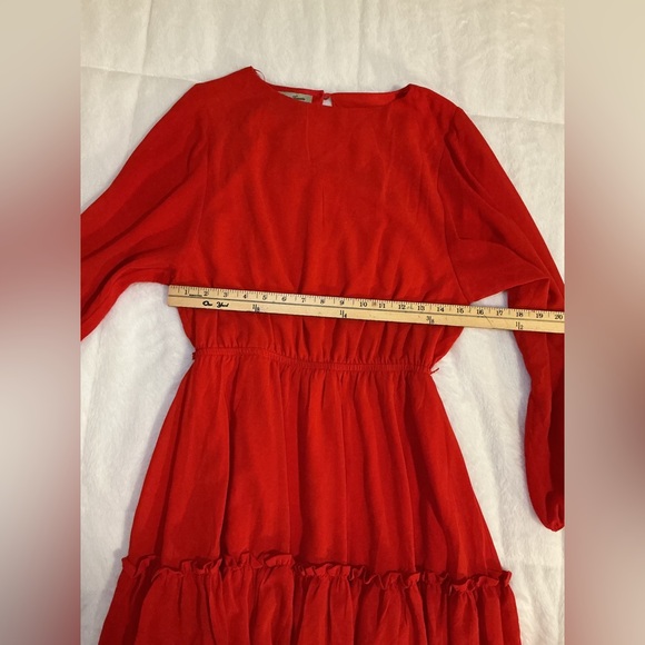 Vibrant Red Long Sleeve Dress - Picture 3 of 5